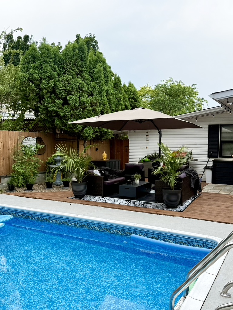Poolside lounge after Max refreshed the deck and garden